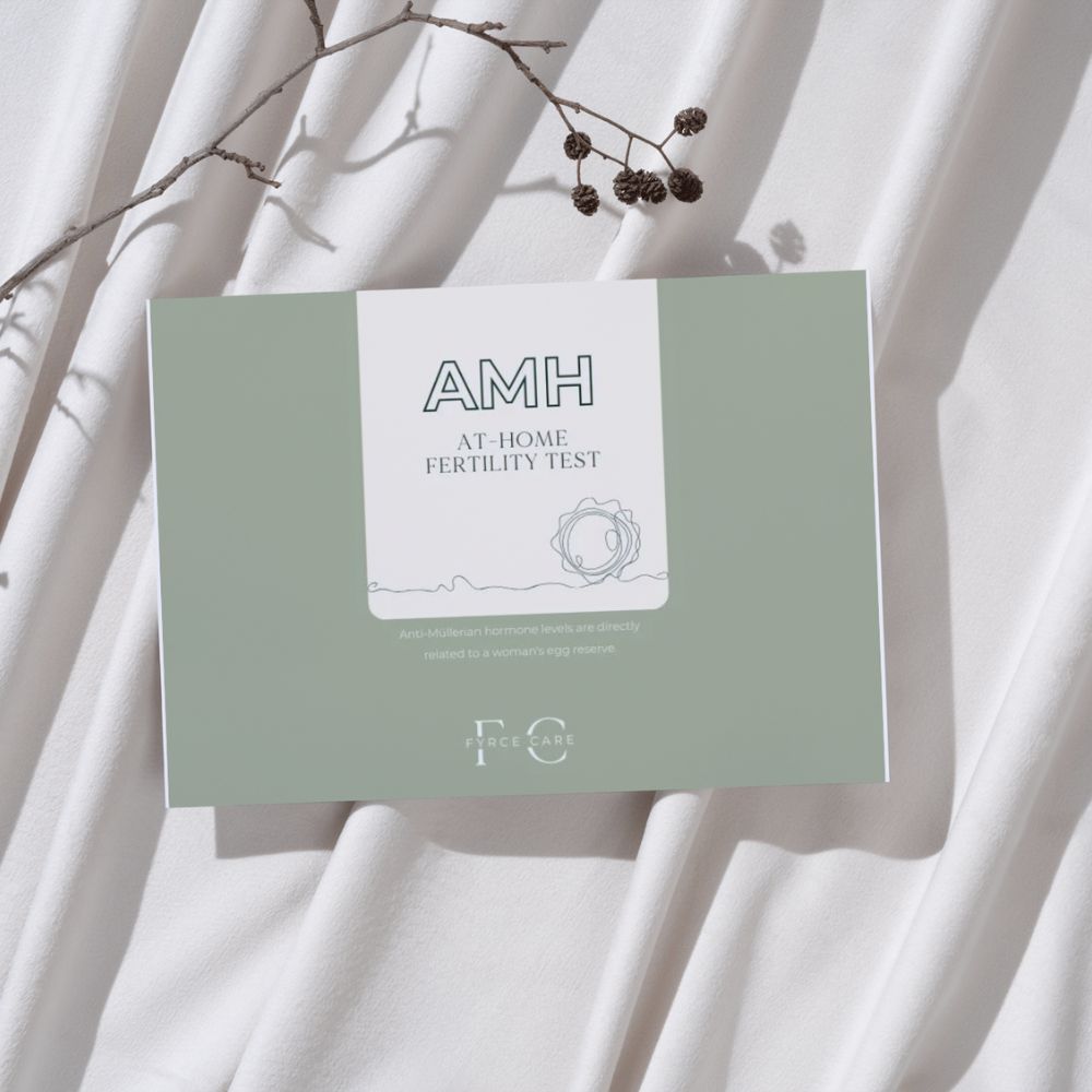 AMH at-home fertility test on white background.