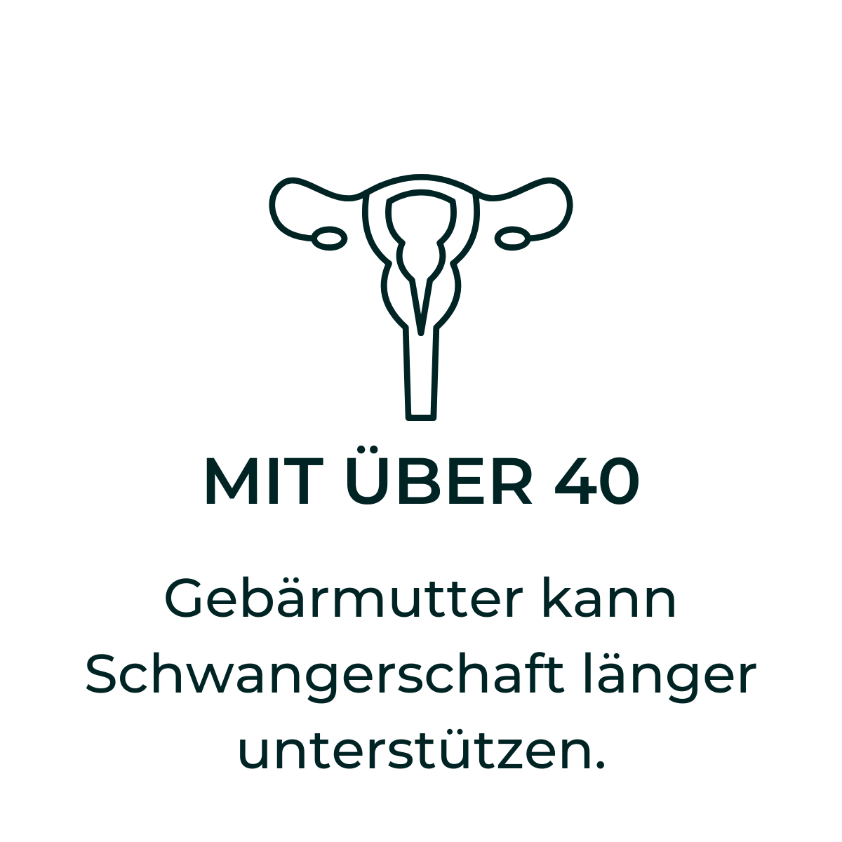 Das Bild beschreibt den Fakt, dass die Gebärmutter dazu in der Lage ist, die Schwangerschaft auch noch mit über 40 Jahren zu unterstützen.