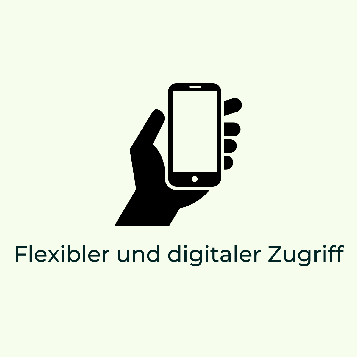 Hand, die ein Smartphone hält, als Symbol für flexiblen und digitalen Zugang zu Online-Diensten.